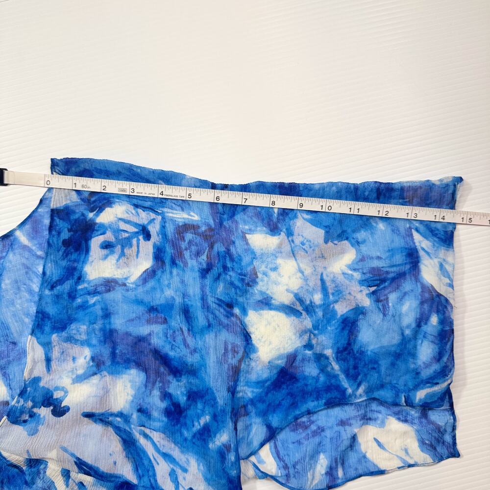 Lauren Ralph Lauren Silk Blue Floral Blouse Women's 10P Petite Coastal Cruise - Picture 12 of 16